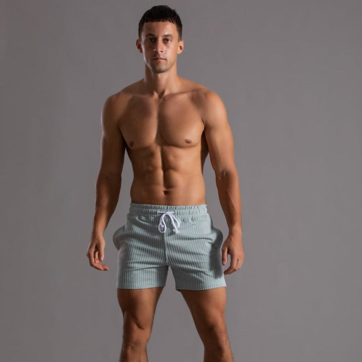 Shorts homme à rayures fines – Pantalon court d'été avec cordon de serrage