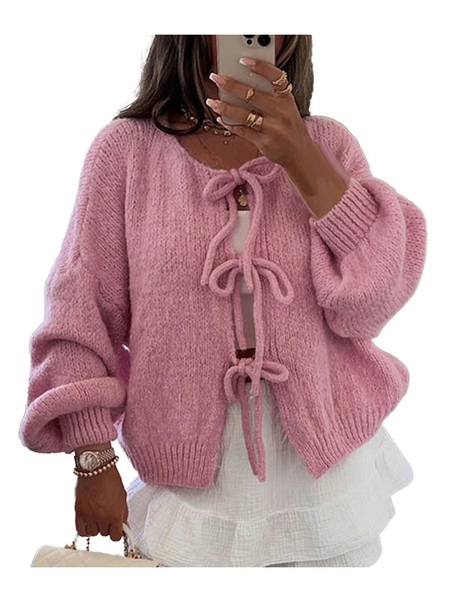 SYDNEY | Gilet tricoté pour femmes avec nœuds