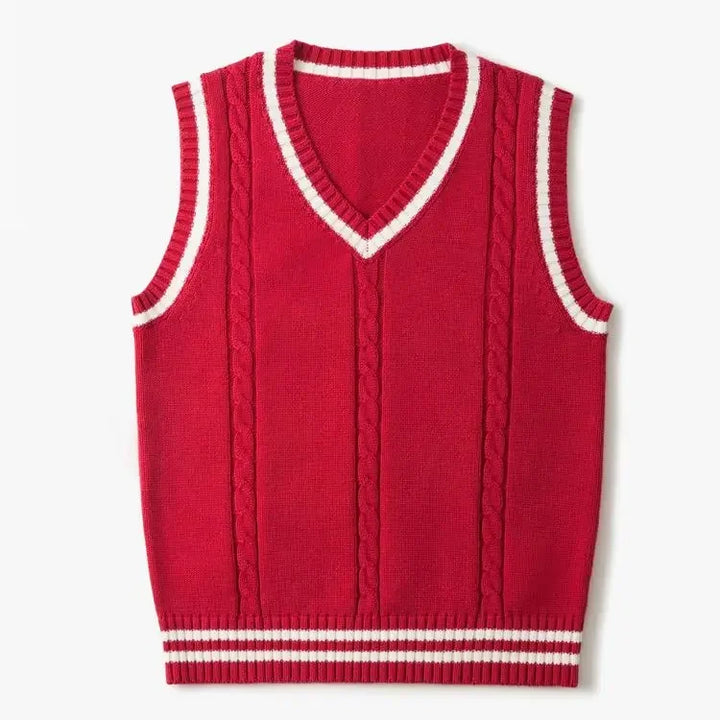 Pullunder rétro style Old Money col en V pour hommes