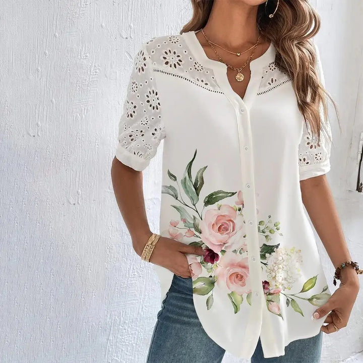 Juliann - Blouse décontractée en dentelle pour femmes