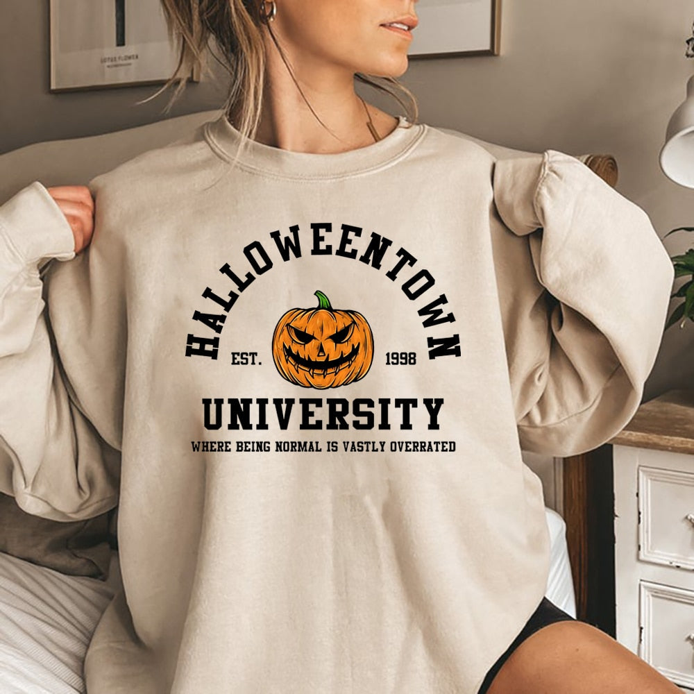 Eleganter Halloween-Pullover Mit O-Ausschnitt Für Damen | Perfekt für lässige Tage