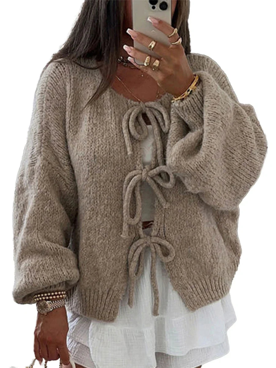 SYDNEY | Gilet tricoté pour femmes avec nœuds