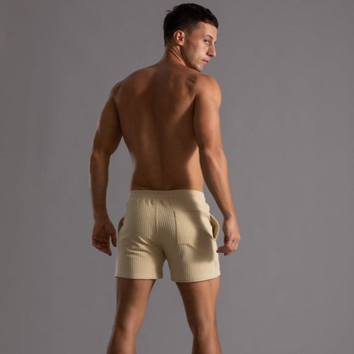 Shorts homme à rayures fines – Pantalon court d'été avec cordon de serrage