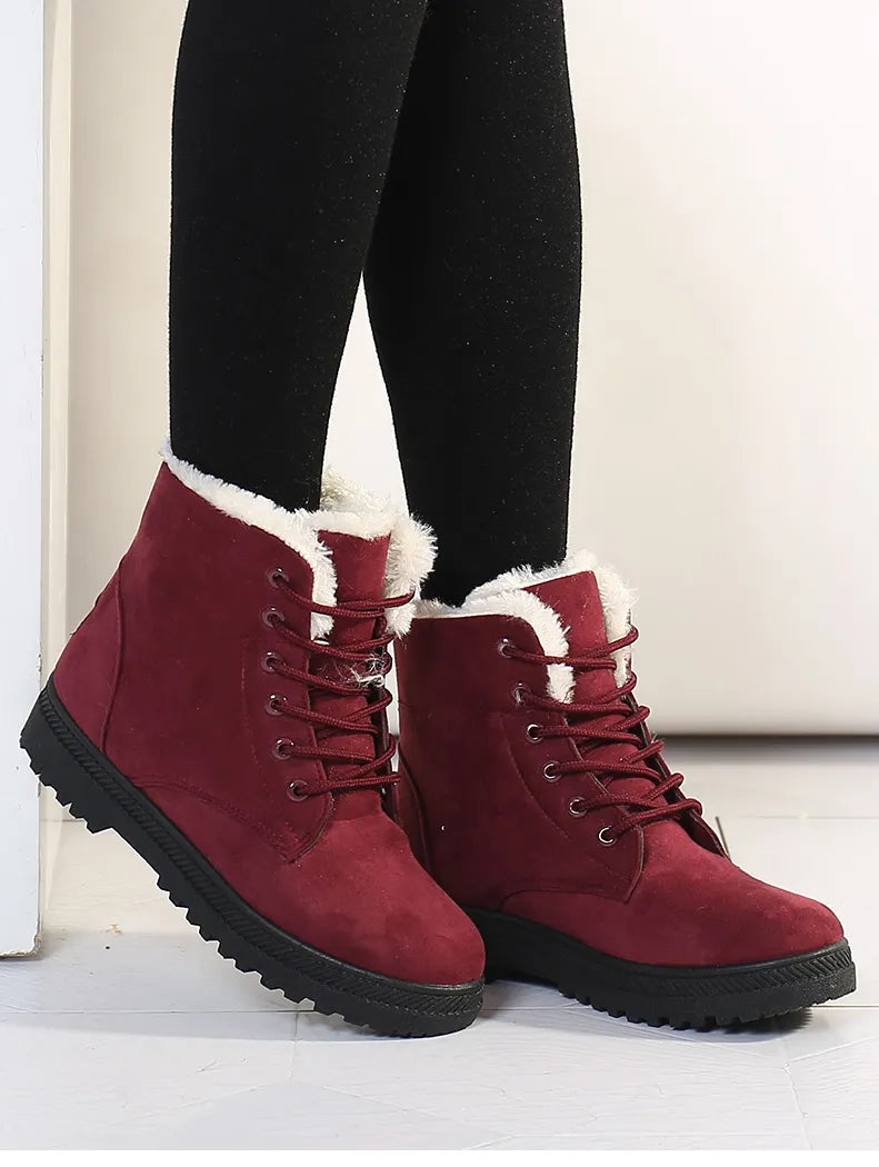Damen Winterstiefel – Gefütterte Schnürboots mit Warmfutter & rutschfester Sohle