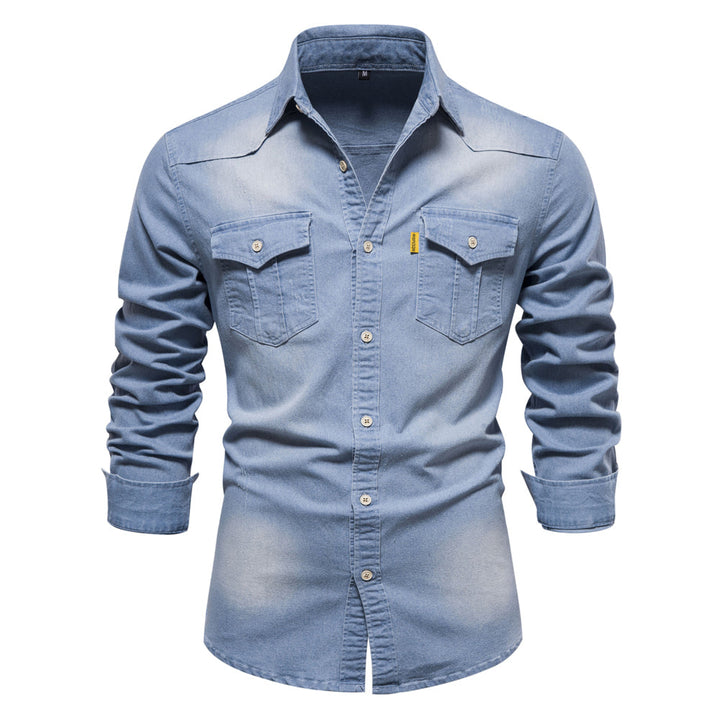 Marcellus - Camicia denim casual - Classica - Design versatile - Ideale per il lavoro da uomo