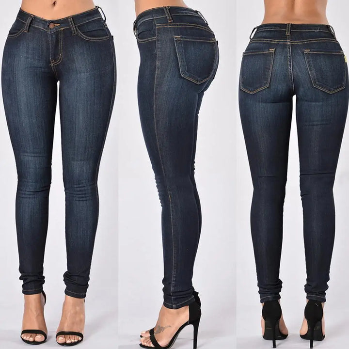 Quinn - Jean tendance avec taille haute et ceinture élastique