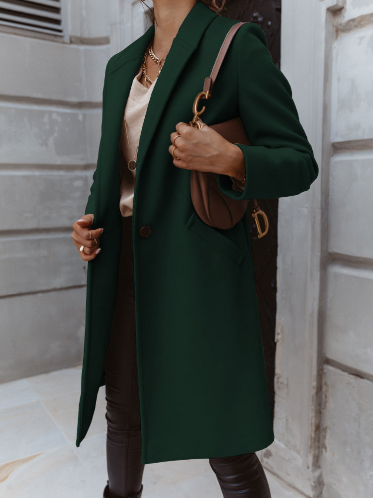Cappotto lungo con rever e bottone