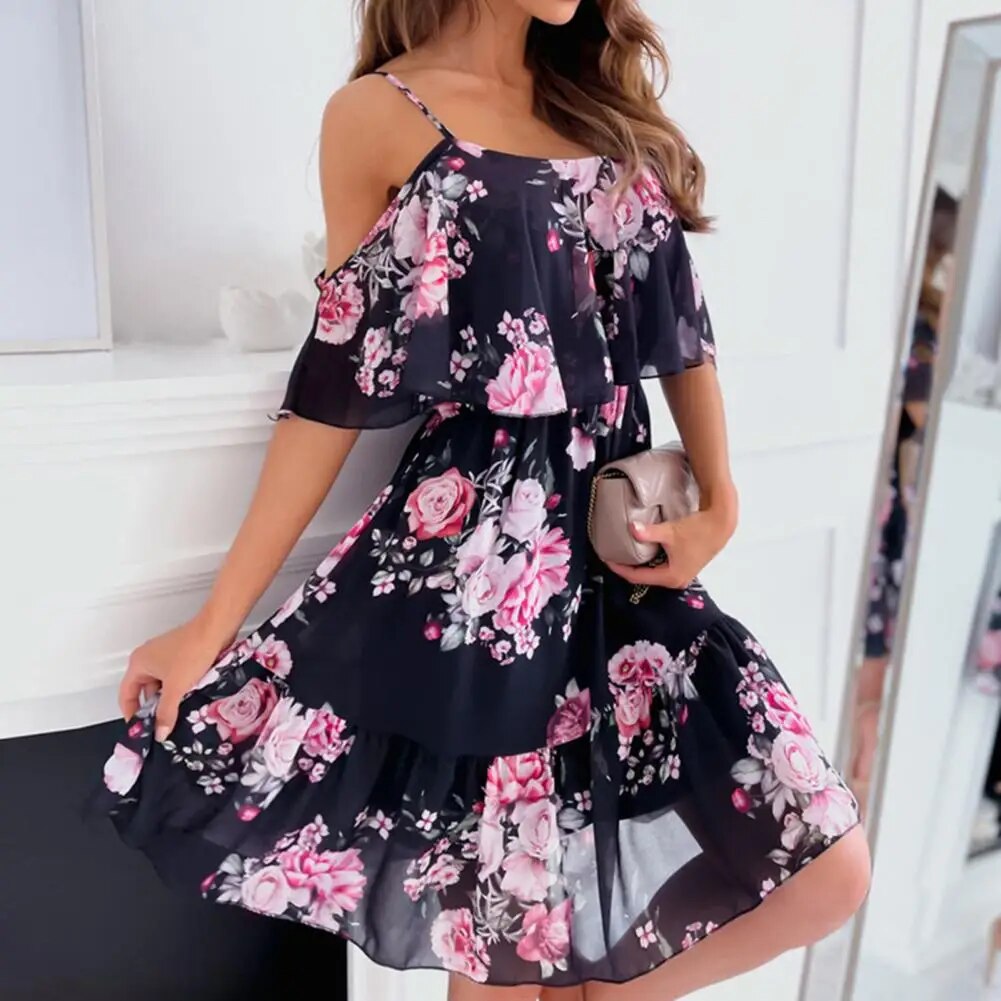 Faye - Abito con spalline sottili e volant