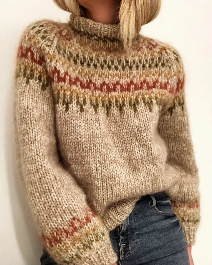 Raquel - Pull à col roulé chaud tricoté