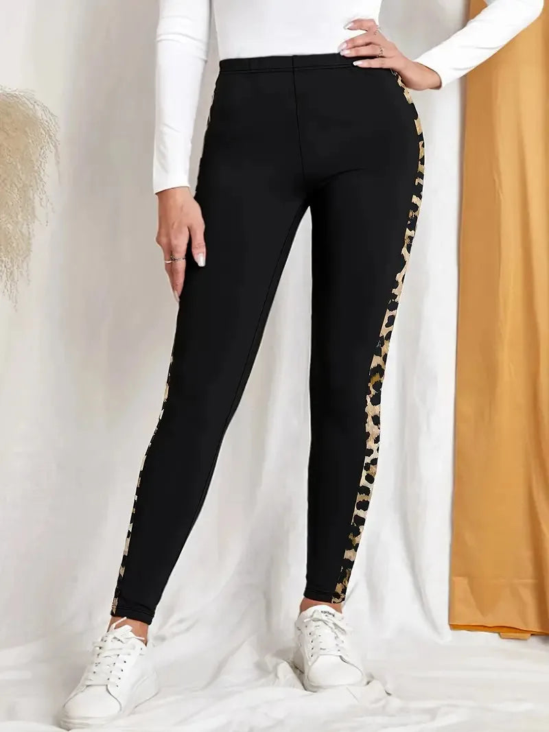 Roslyn - Pantalon élastique à motif léopard