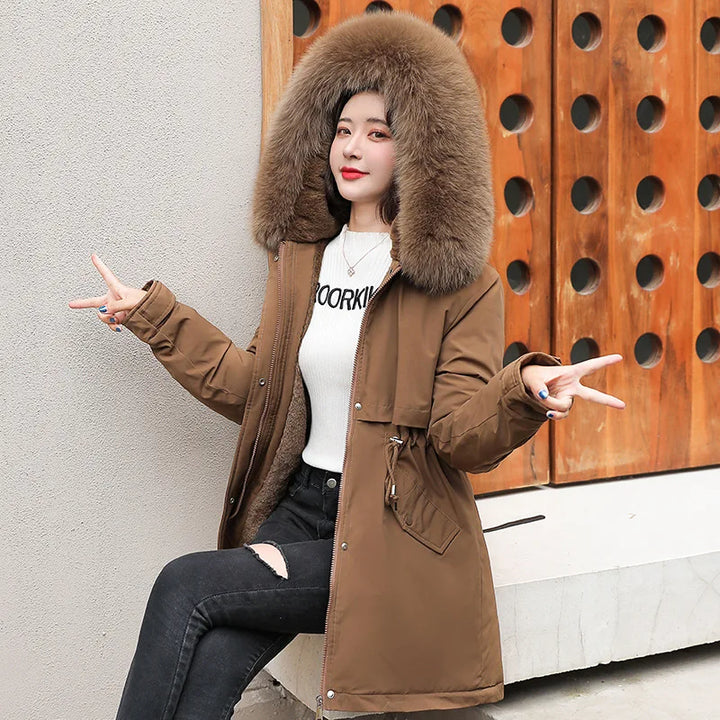 Tilda | veste d'hiver doublée avec col en fourrure amovible et capuche