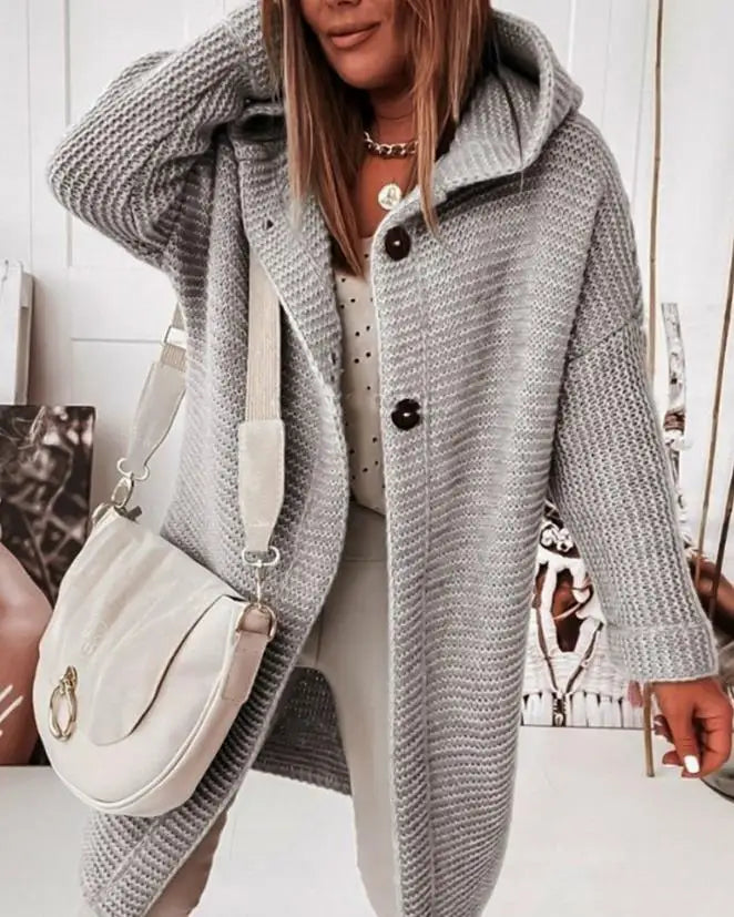 Genevieve - Cardigan casual con cappuccio