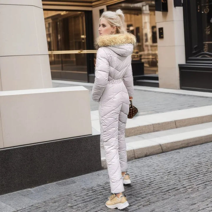 Winona - Tuta da sci invernale casual con collo in pelliccia per donne