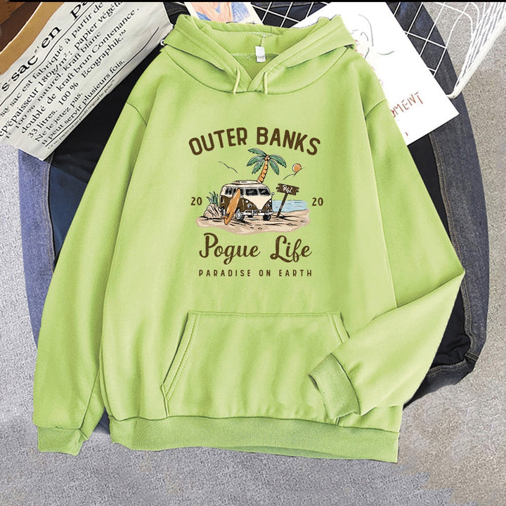 Outer Banks Pogue Life Sweat à capuche | Sweat à capuche pour femmes avec impression esthétique | Style Kpop Streetwear