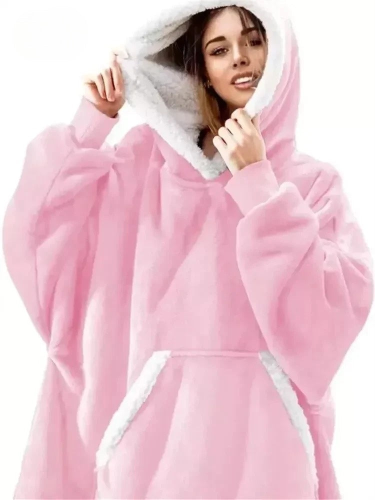 Kuschelige Oversize Hoodie-Decke mit Kapuze – Weicher Fleece Pullover für Damen & Herren, Perfekt für Zuhause & Winter