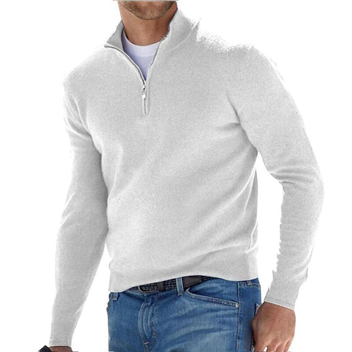 Tate - Herren Basic-Pullover mit Reißverschluss