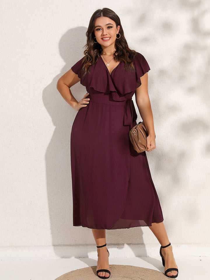 Sukienka kopertowa z falbankami Plus Size