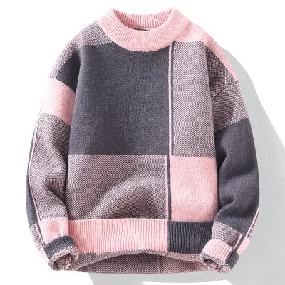 Peach - Pull décontracté à carreaux pour hommes