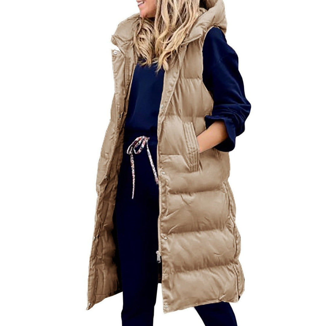 Jennifer - Gilet lungo con cappuccio casual moda giacca monopetto