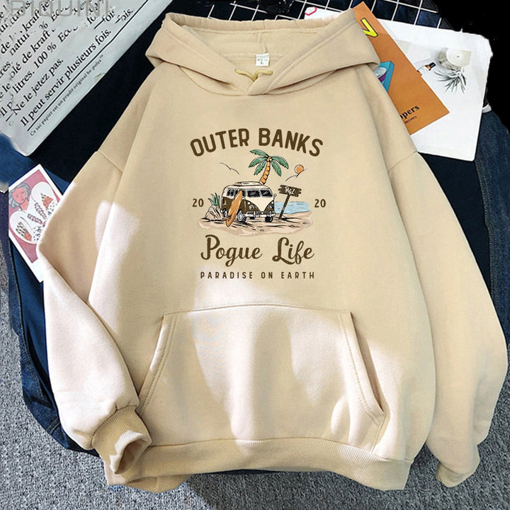 Outer Banks Pogue Life Sweat à capuche | Sweat à capuche pour femmes avec impression esthétique | Style Kpop Streetwear