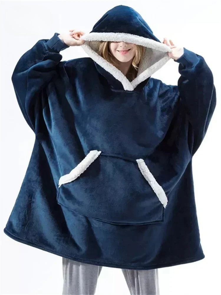 Kuschelige Oversize Hoodie-Decke mit Kapuze – Weicher Fleece Pullover für Damen & Herren, Perfekt für Zuhause & Winter