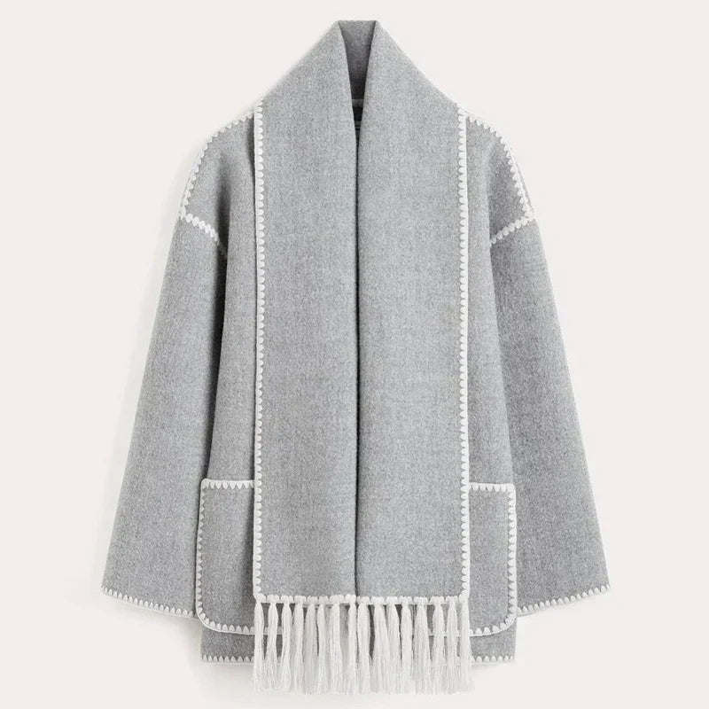 Hermia | Elegant women's coat with scarf – Stylish winter coat