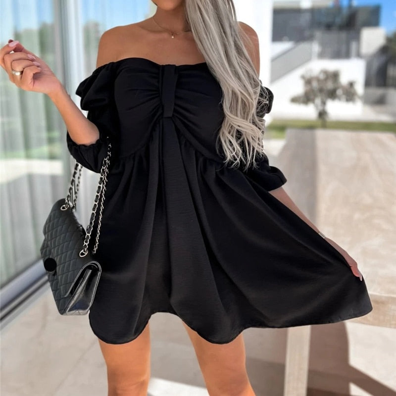 Robe épaules dénudées avec nœud