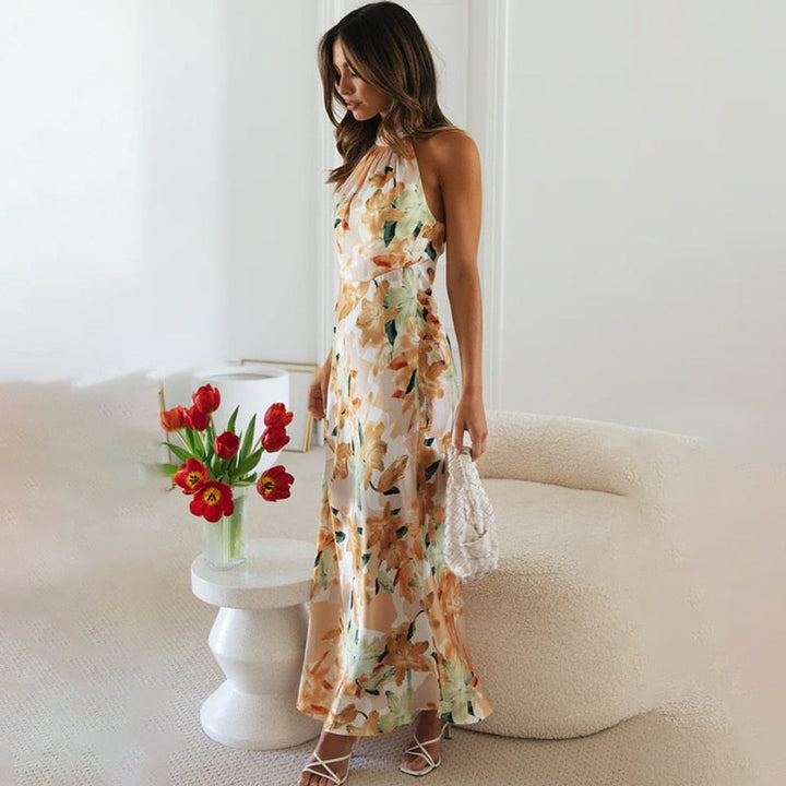 Robe en satin avec imprimé floral