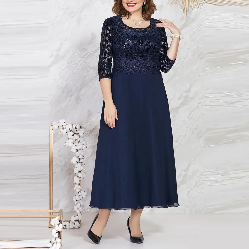 Juliann - Robe en chiffon à dentelle grande taille