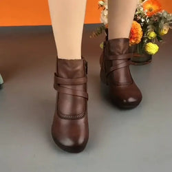 Casual Retro Stiefeletten aus veganem Leder mit Absatz für Damen | Perfekt für den Alltag