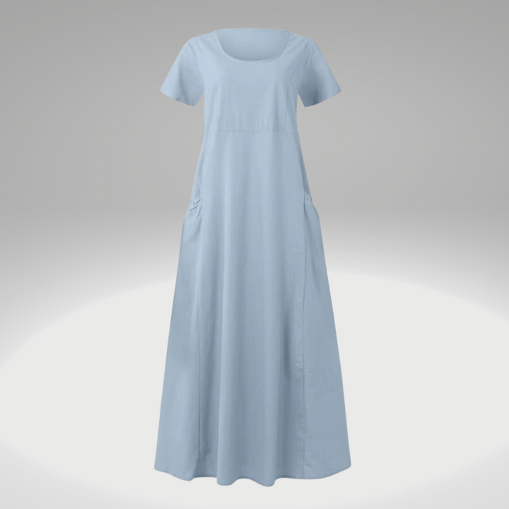 Levy – Robe aérée en coton-lin avec poches pour printemps & été