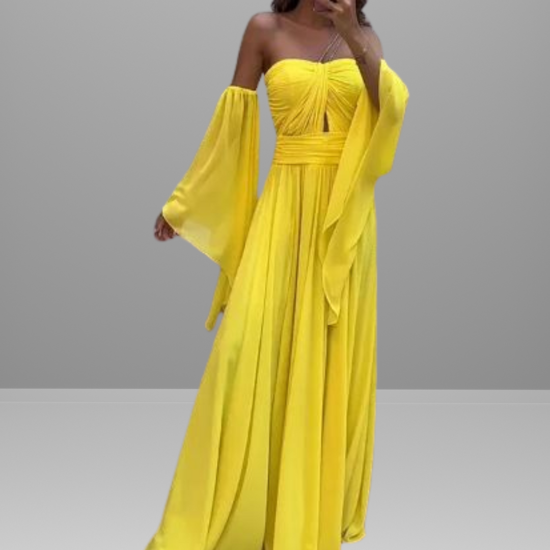 Antoinette - Abito lungo giallo con spalle scoperte