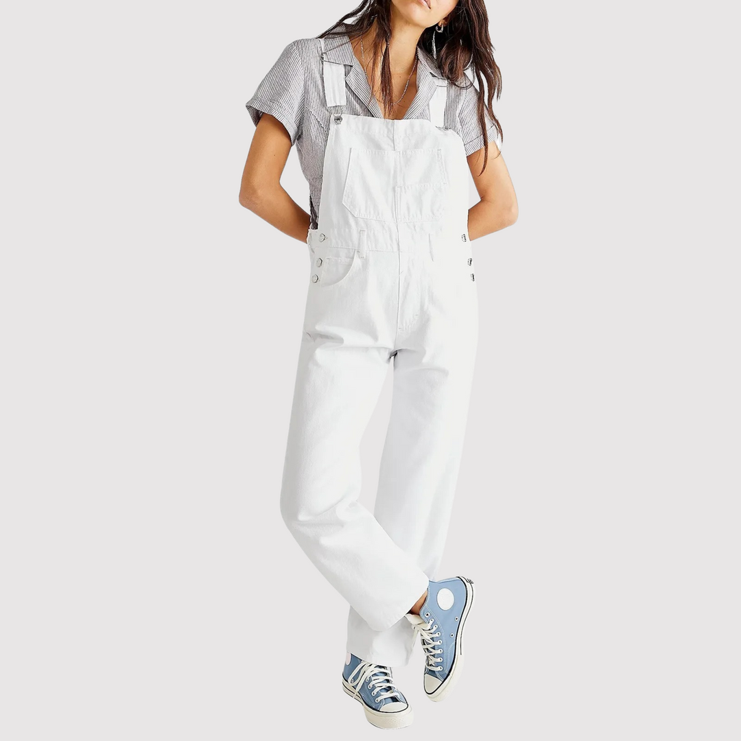 Damen Latzhose aus Denim – Locker geschnittene Jeans-Overall im Vintage Streetstyle | Verstellbare Träger