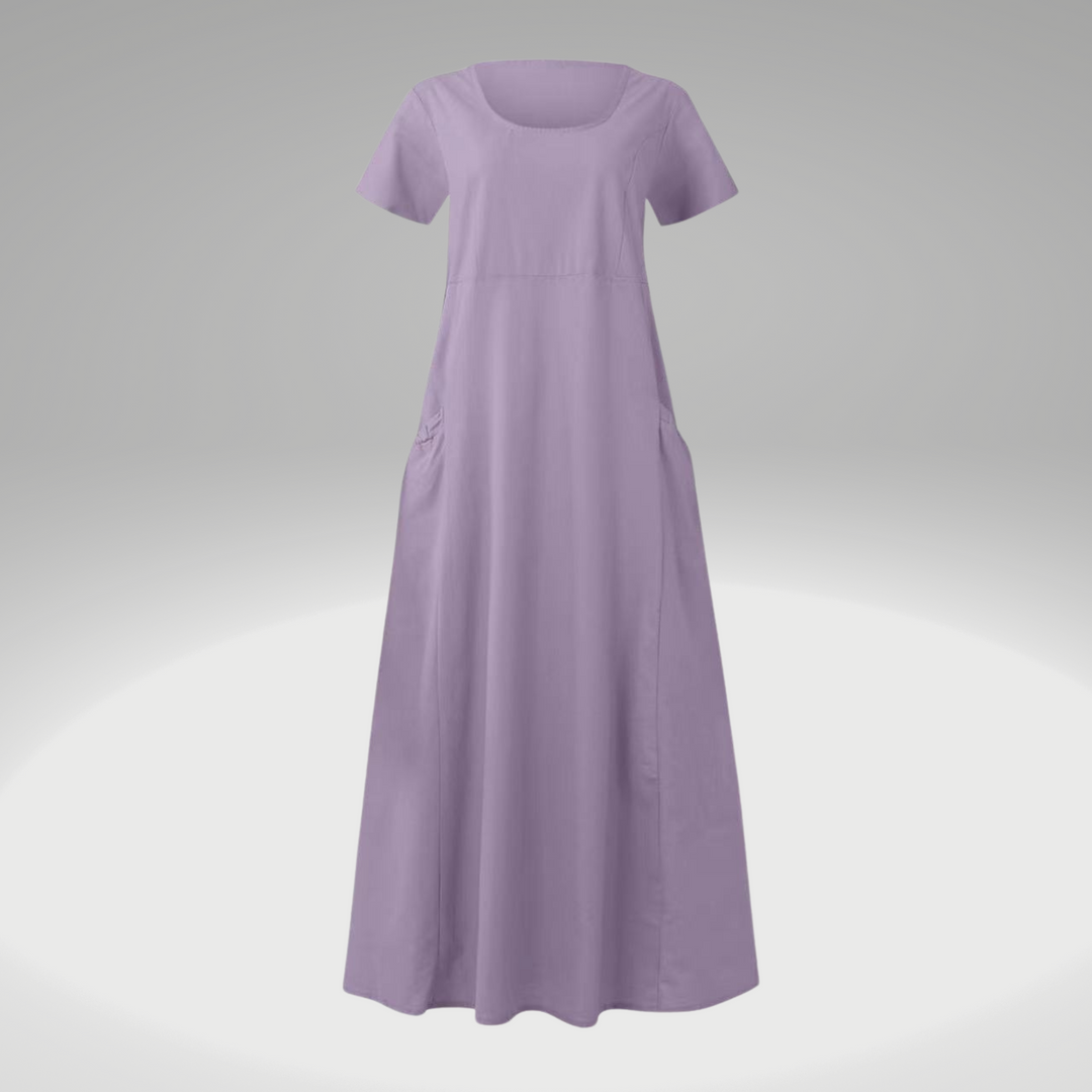 Levy – Robe aérée en coton-lin avec poches pour printemps & été