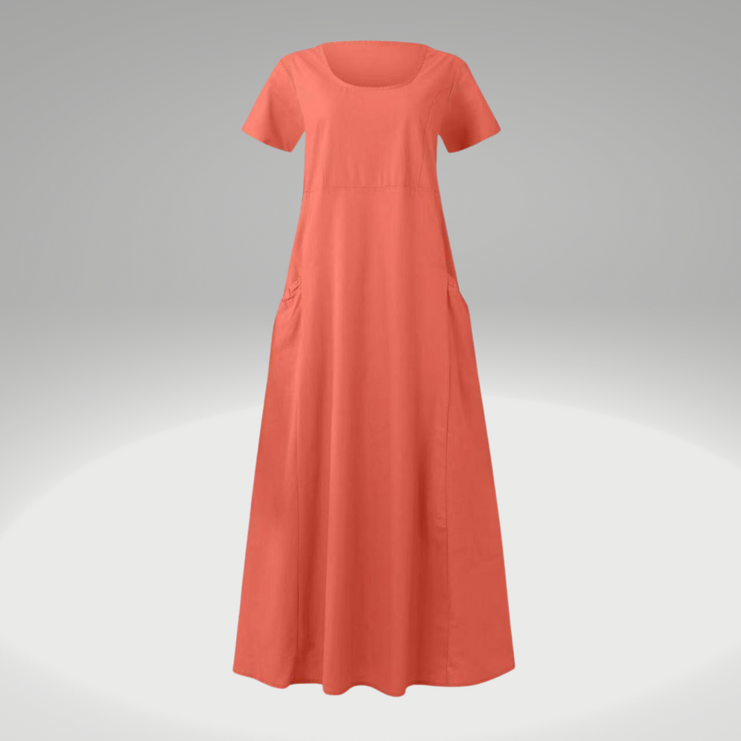 Levy – Robe aérée en coton-lin avec poches pour printemps & été
