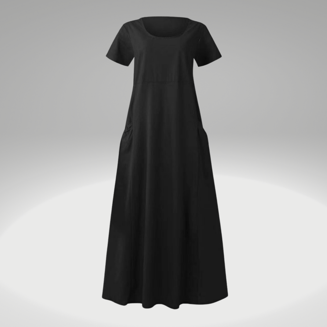 Levy – Robe aérée en coton-lin avec poches pour printemps & été