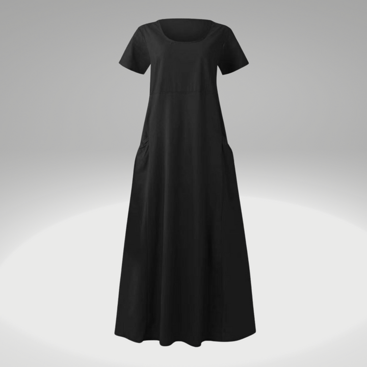 Levy – Robe aérée en coton-lin avec poches pour printemps & été