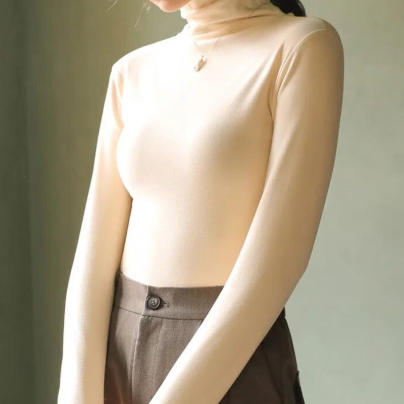 Maglione dolcevita da donna con vestibilità slim – Morbido basic a maniche lunghe per autunno e inverno