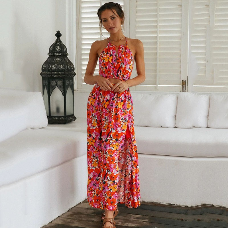 Robe longue avec imprimé floral