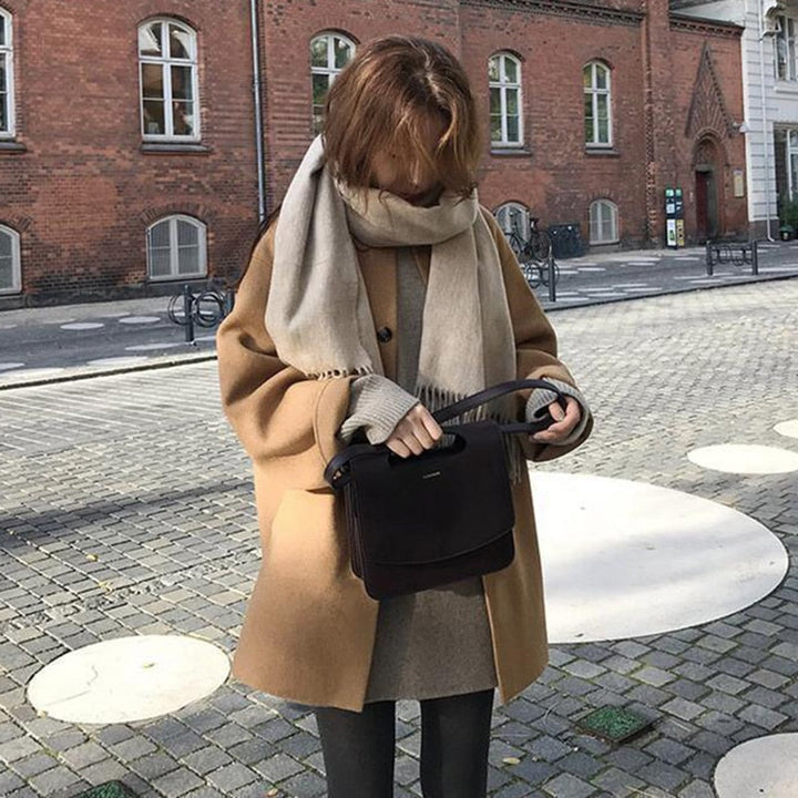 Alison Wollmantel Cappotto lungo con collo a risvolto a una fila