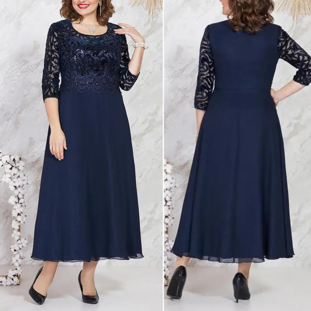 Juliann - Robe en chiffon à dentelle grande taille