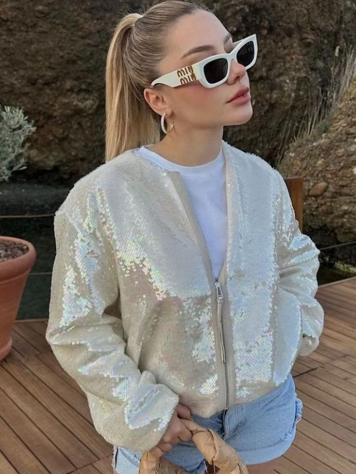 Veste bomber pailletée