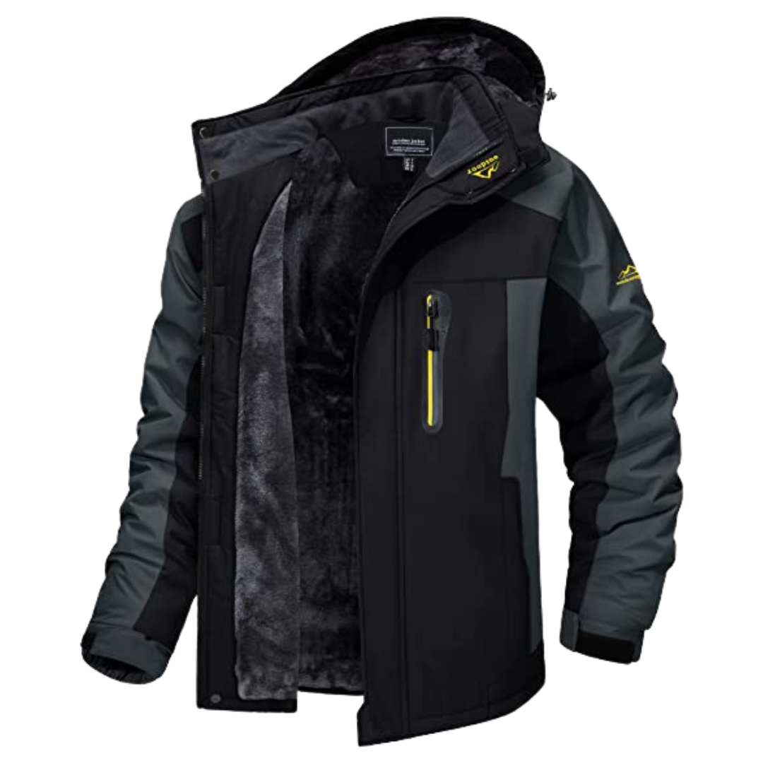 Veste de plein air imperméable avec capuche pour hommes – chaude, coupe-vent et respirante