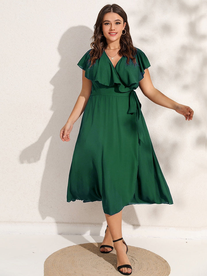 Sukienka kopertowa z falbankami Plus Size
