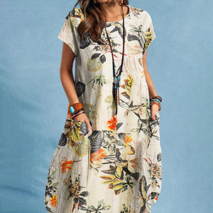 Lotus | Damen Bequemes Geblümtes Retro Vintage Kleid