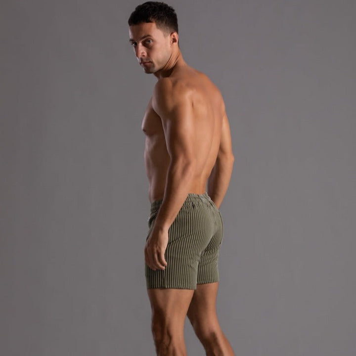 Shorts homme à rayures fines – Pantalon court d'été avec cordon de serrage