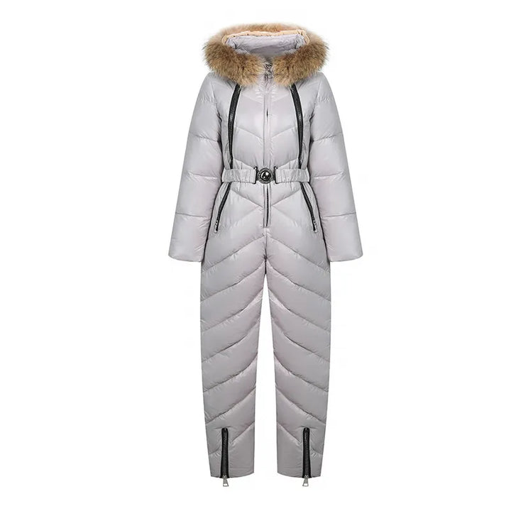 Winona - Tuta da sci invernale casual con collo in pelliccia per donne