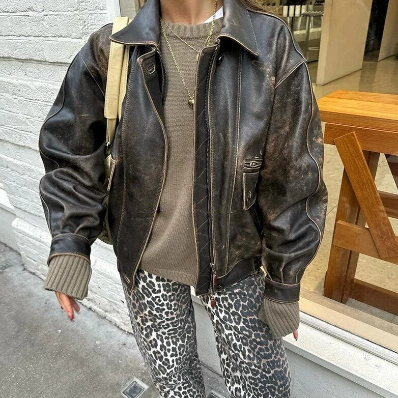 Benthe - Jean vintage avec motif léopard