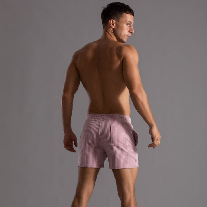 Shorts homme à rayures fines – Pantalon court d'été avec cordon de serrage