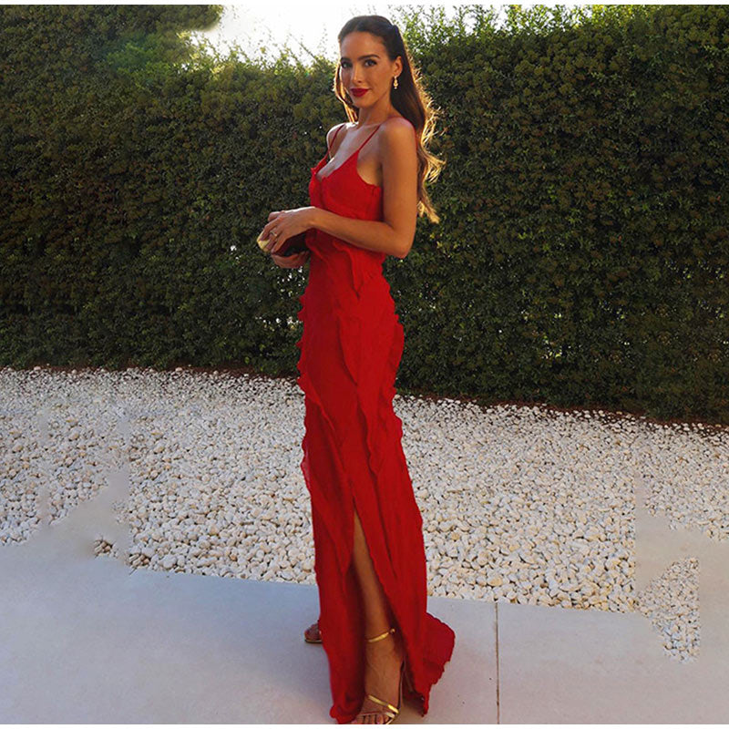Robe longue avec volants